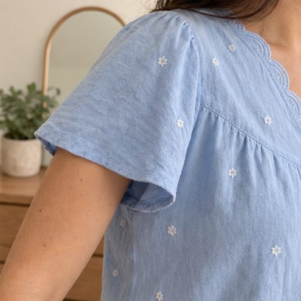 Navy Button Blouse - Picture 5 of 6